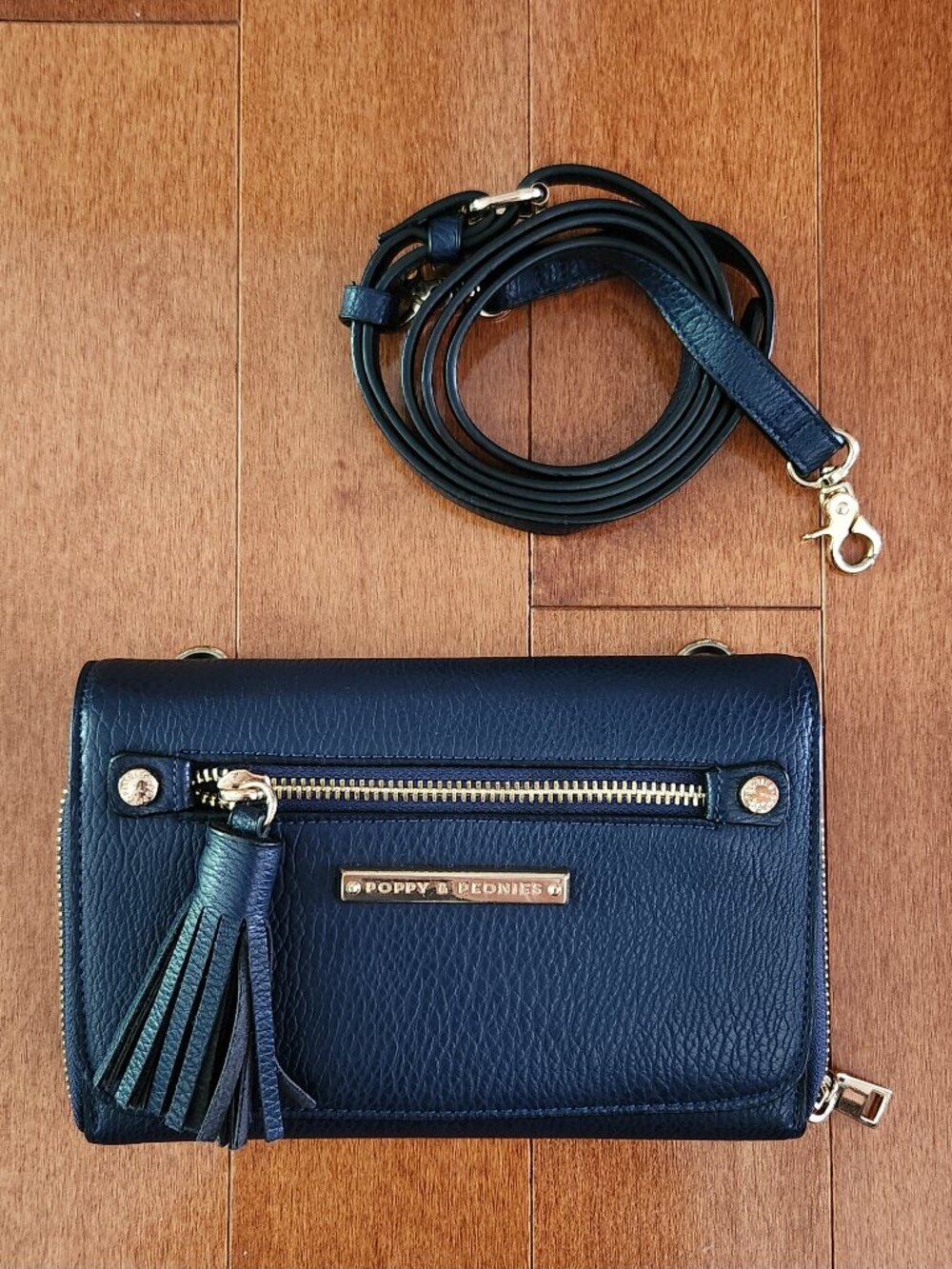 Navy Blue Poppy & Peonies Purse